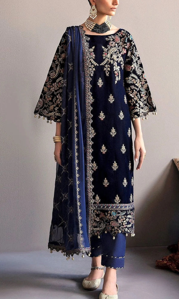 Luxury Handwork Embroidered Velvet Wedding Dress